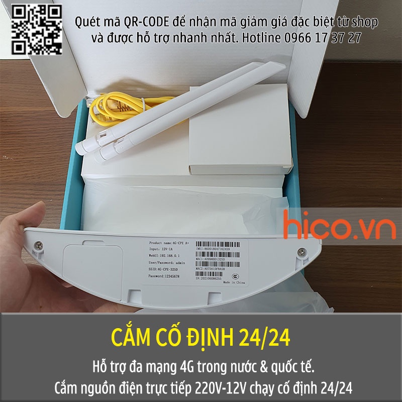 Bộ Phát Wifi Từ Sim 3G 4G LTE CPE 101 - 3 Cổng Lan , Truy Cập Tối Đa 32 Thiết Bị , Lắp Cho Oto Khách , Camera , TV Smart