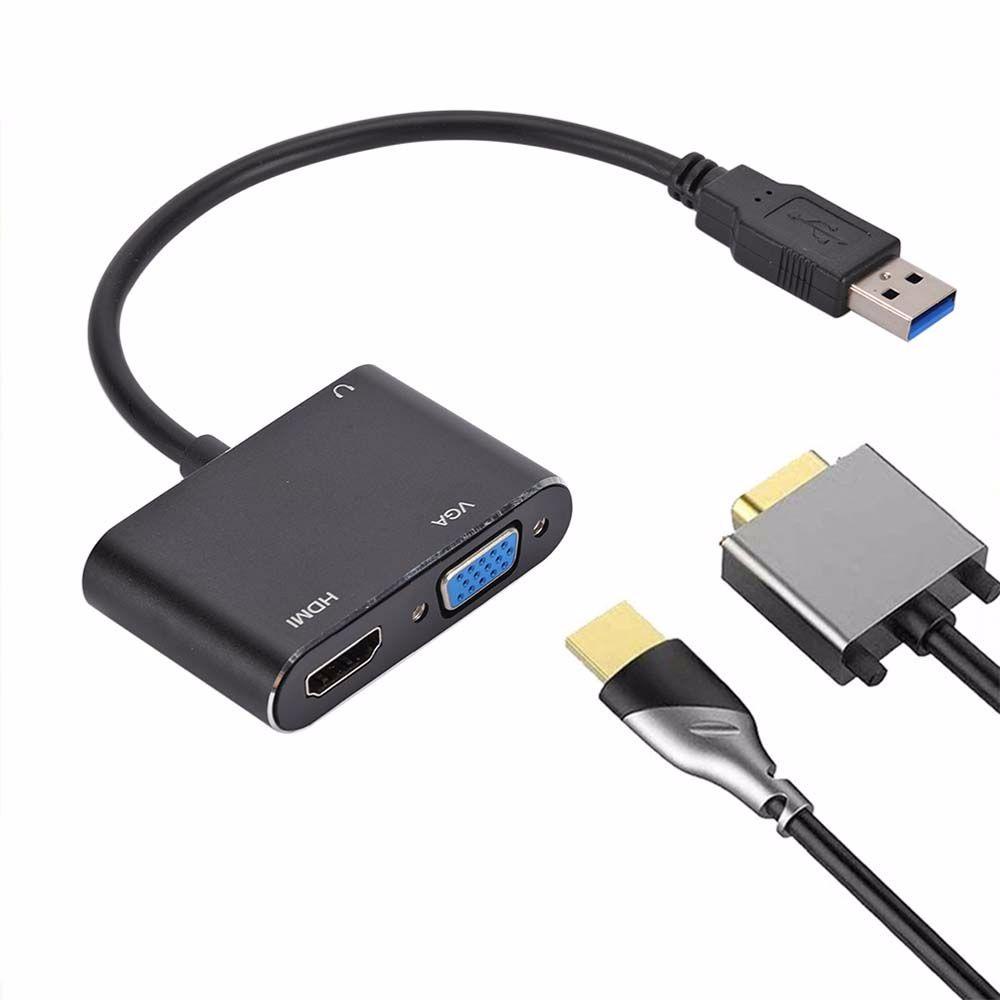 [COD] Bộ ChuyểN ĐổI USB 3.0 Sang HDMI + VGA Cho Windows 7 / 8 / 10 OS HD USB Sang VGA 4K USB Hub