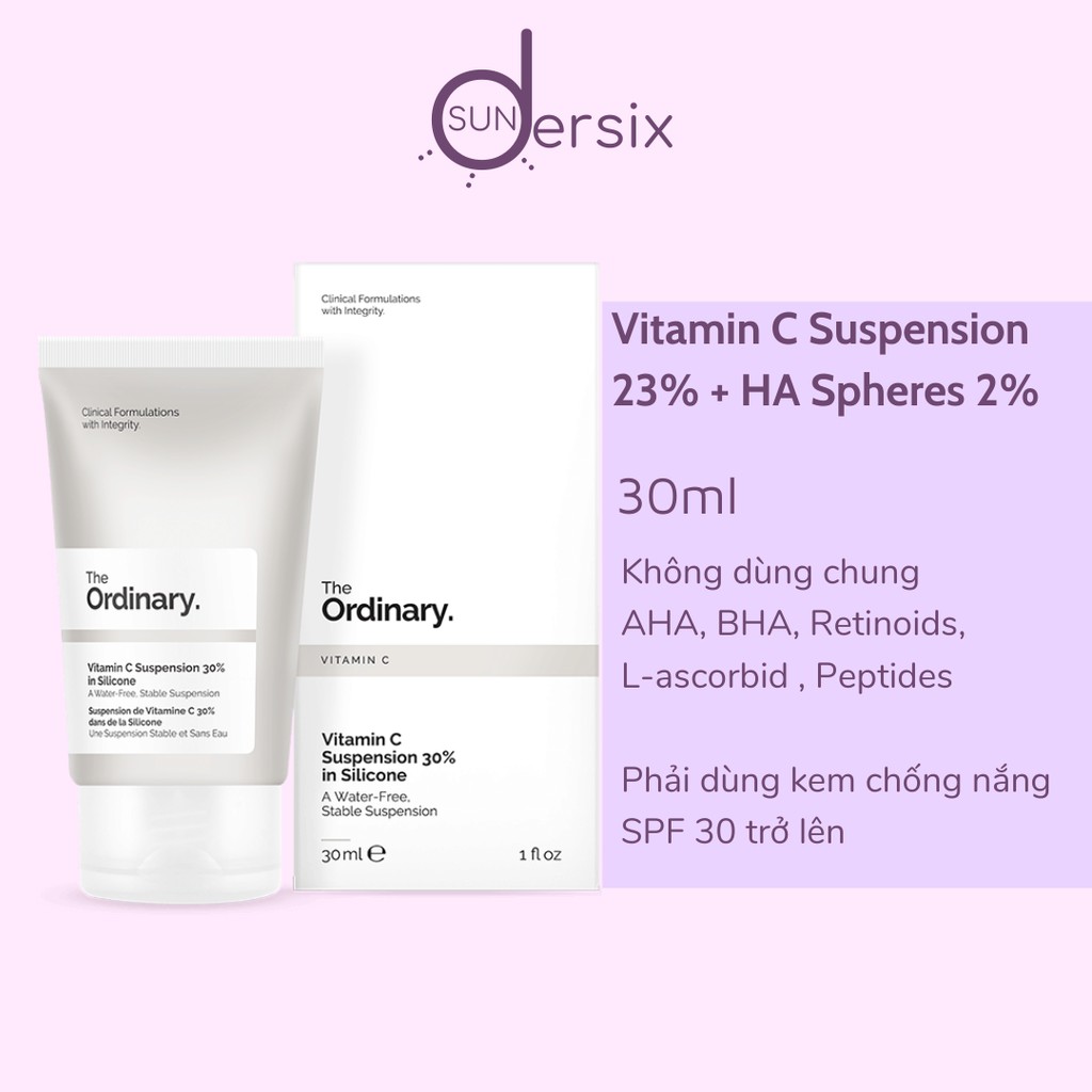 Kem Dưỡng Trắng, Đều Màu Da Chống Lão Hóa Vitamin C Suspension 23% + HA Spheres 2% The Ordinary 30ml