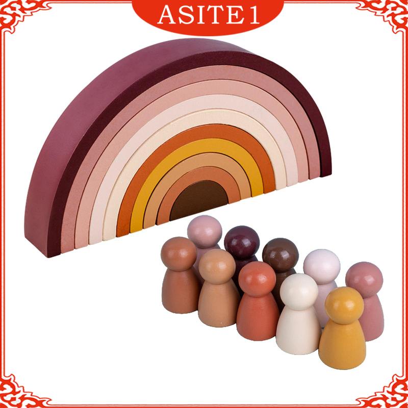 Bộ Đồ Chơi Xếp Hình Cầu Vồng Bằng Gỗ Cho Trẻ Em
