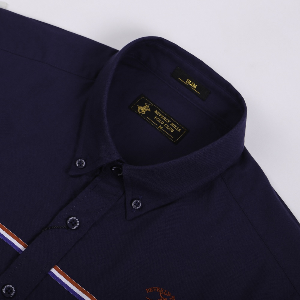 Beverly Hills Polo Club - Áo sơ mi Ngắn tay Nam Slim Fit Navy NV- BHPC CMSSS22TL002