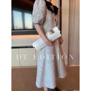 Váy dạ tweed nữ ngắn tay DT