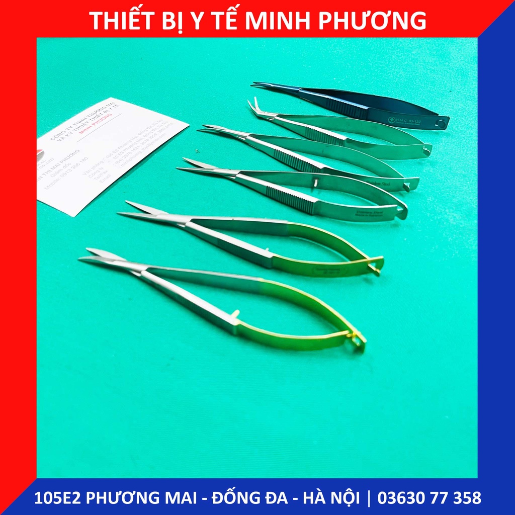 Kéo VANNAS 11cm 14cm thẳng - cong - chuôi vàng - mạ mờ CN Đức