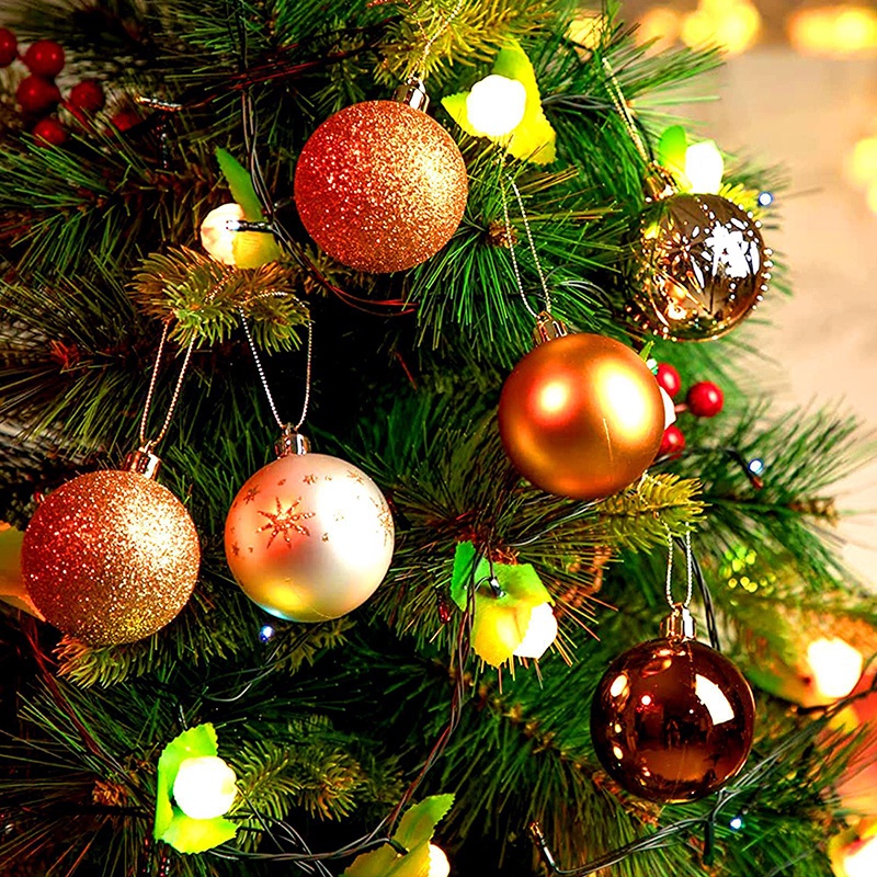 Set 30 Quả Châu Phủ Nhũ Kim Tuyến Cao Cấp Trang Trí Giáng Sinh Noel