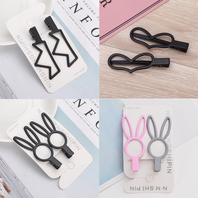 Kẹp Tóc Hình Nơ Tai Thỏ Trái Tim Kim Loại Retro Hàn Quốc Vương Miện Mái Xinh Xắn Màu Dễ Thương Thời Trang Cho Nữ KT115