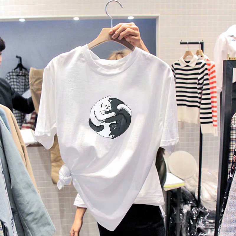 Áo Thun In Hoạt Hình Phong Cách Hàn Quốc Thời Trang Mùa Hè Dành Cho Nữ  Áo Thun Tay Ngắn Plus Size Cho Nữ