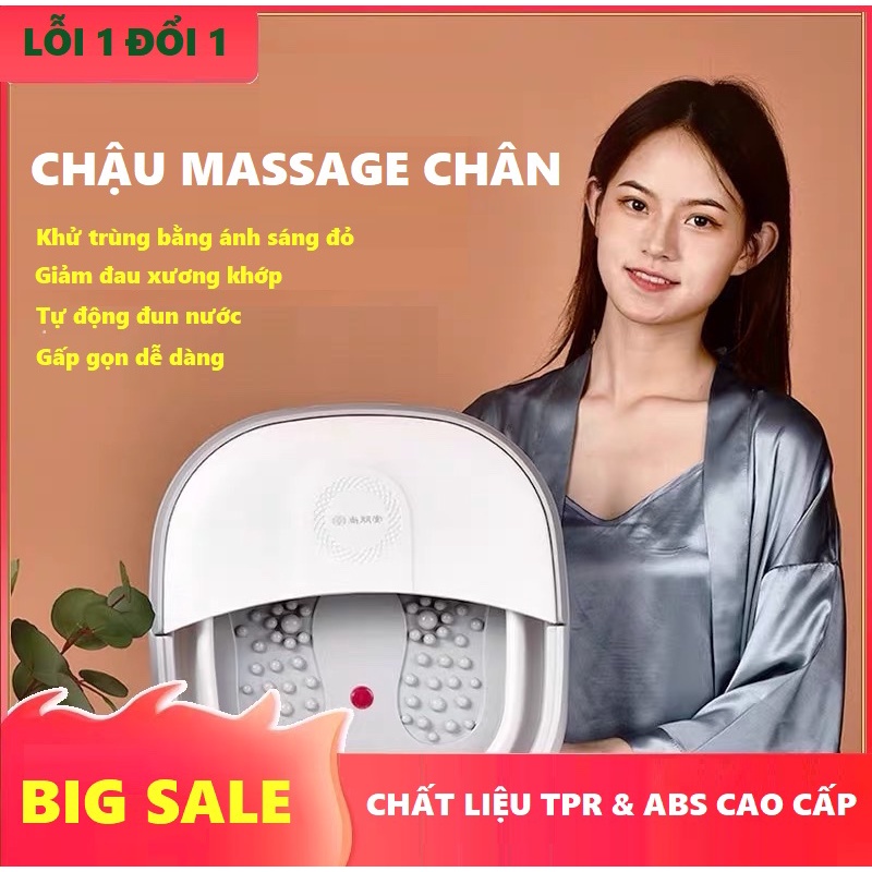 Chậu ngâm chân massage gấp gọn, Bồn ngâm chân mát xa cao cấp, tự động đun nước, giữ nhiệt ổn định - LB219211