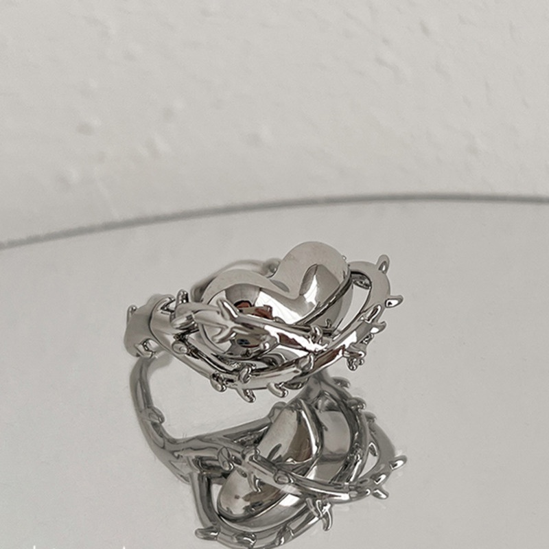 Nhẫn Hở Hình Trái Tim Màu Tối Thời Trang Cá Tính Cao Cấp