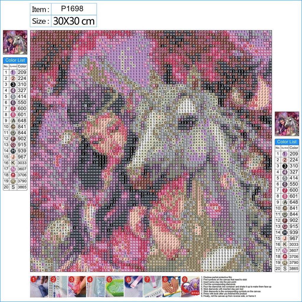 Bộ Tranh Đính Đá 5D Toàn Diện Họa Tiết Công Chúa / Ngựa Một Sừng / Vuông Độc Đáo DIY Dùng Trang Trí Nhà Cửa