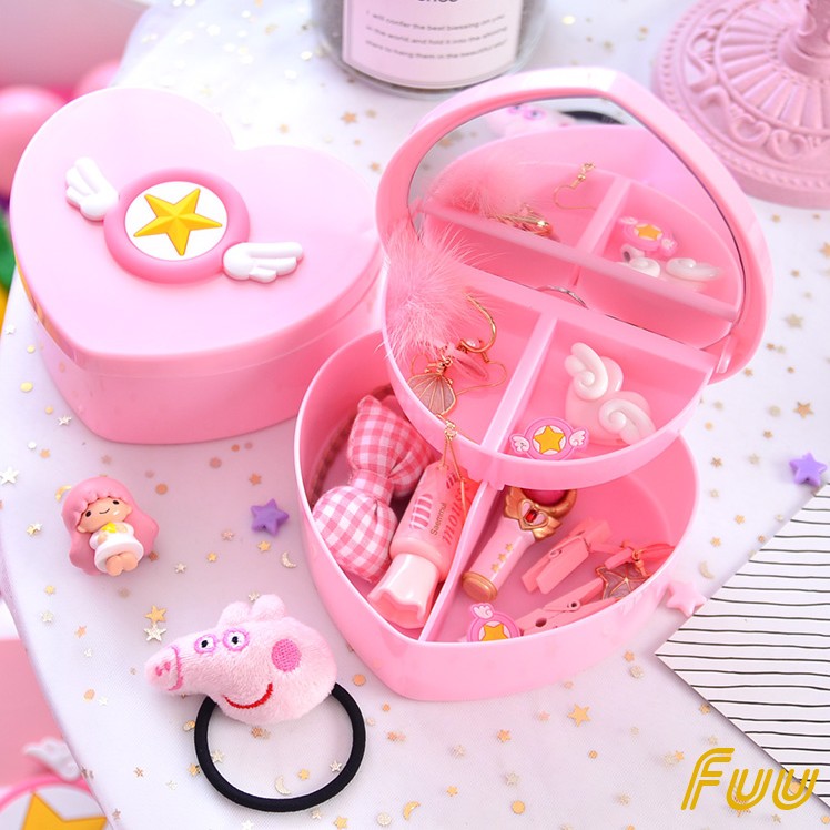 Hộp đựng phụ kiện 2 tầng trái tim Sakura Thủ Lĩnh Thẻ Bài  mẫu 1