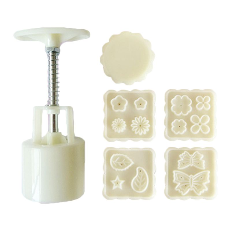 Khuôn Làm Bánh Trung Thu Dạng Tròn 50g 5 Tem diy