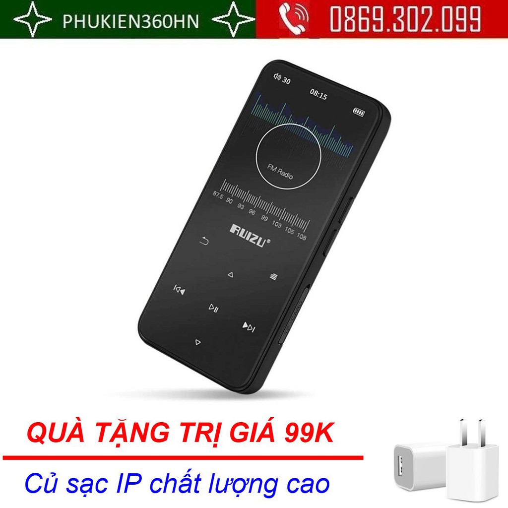 (QUÀ TẶNG 99K)Máy nghe nhạc Lossless Bluetooth Ruizu D10 (MP3, WMA, APE, FLAC, WAV,...), Dung lượng 16Gb