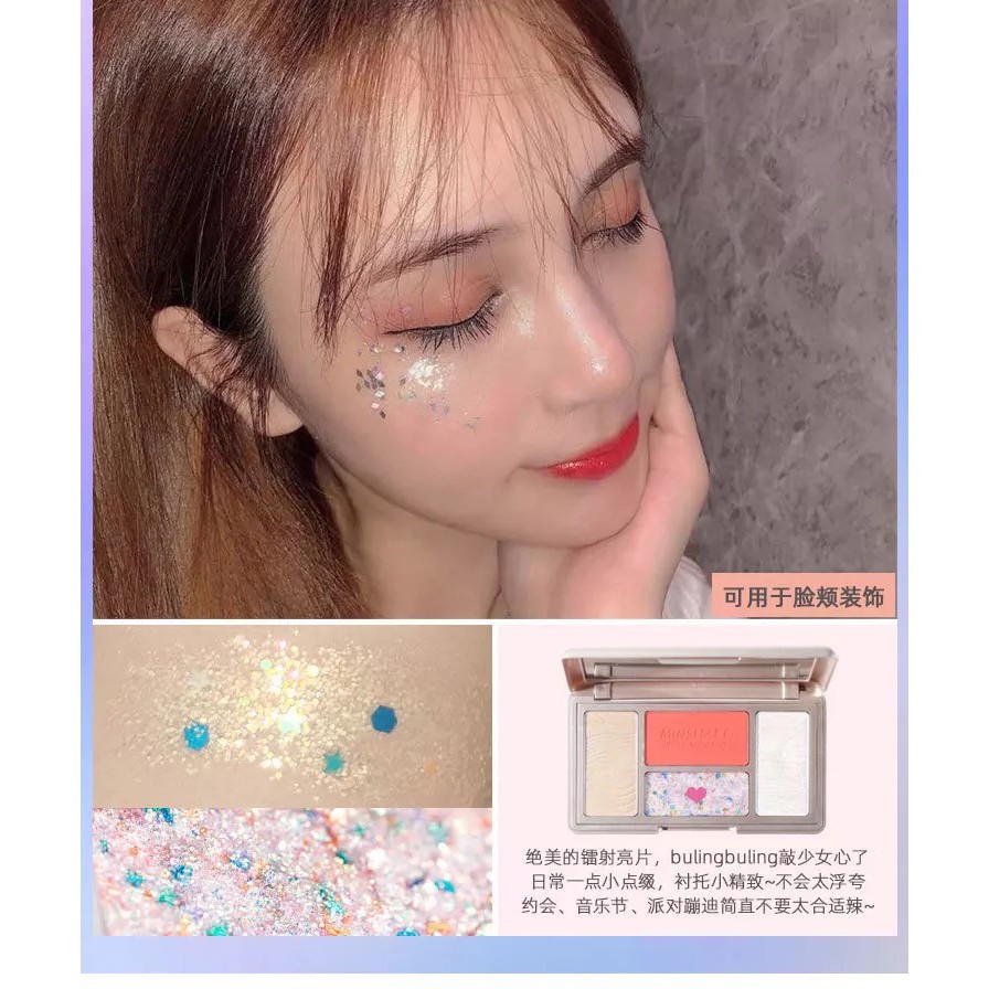 Hộp phấn nhũ lì bắt sáng MINSHZEE tặng kèm cọ cao cấp F305 | BigBuy360 - bigbuy360.vn