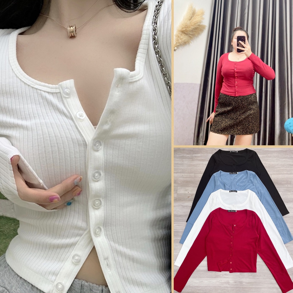 Áo Thun Nữ Tay Dài Bigsize(55kg đến 95kg), Áo Thun Kiểu Nữ Croptop Size Lớn Chất Thun Gân Ôm Tôn Dáng MÃ G15