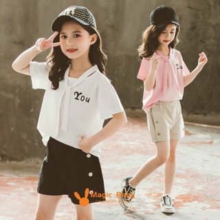Bộ Áo Thun + Quần Short Thời Trang Hàn Quốc Cho Bé Gái