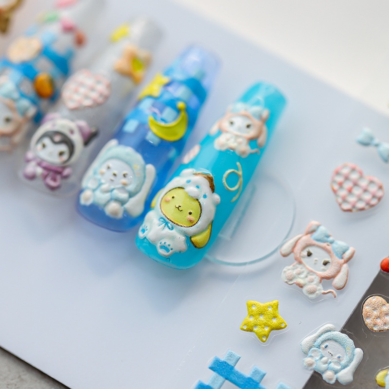 Sticker Dán Móng Tay Hình Mèo Kitty Kuromi Hello Kitty