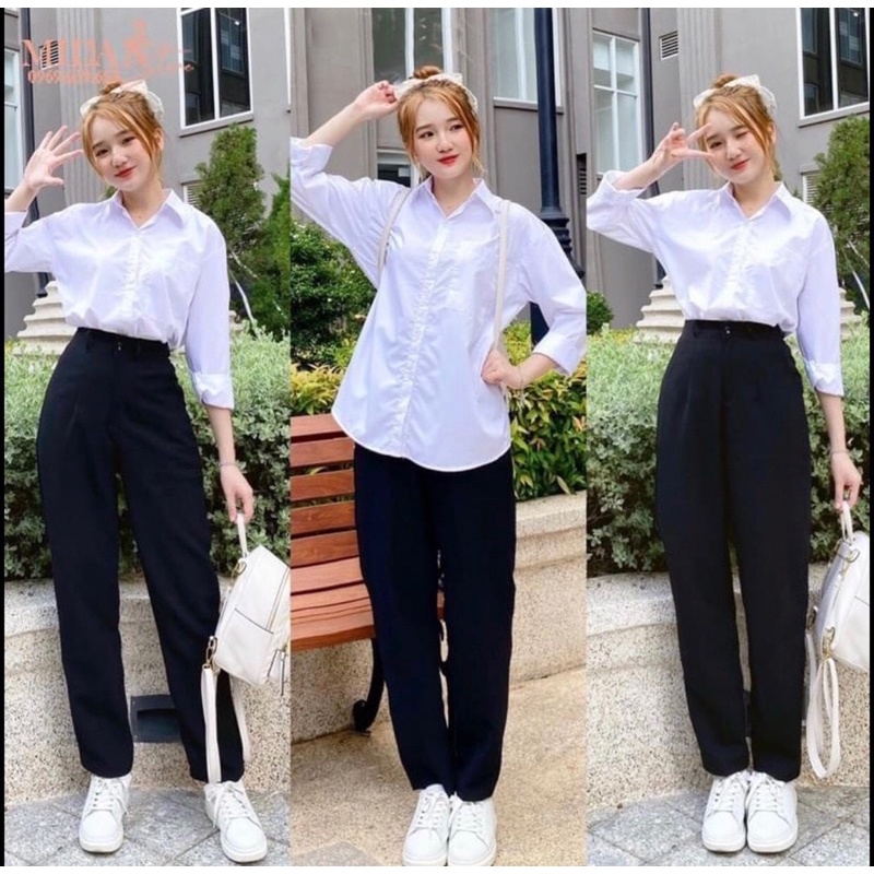 Quần Tây Đen Ống Baggy Chất Kaki Mềm Mại From Siêu Đẹp YUMI BÁN SỈ Quần Kaki Ống Suông Hot 2021