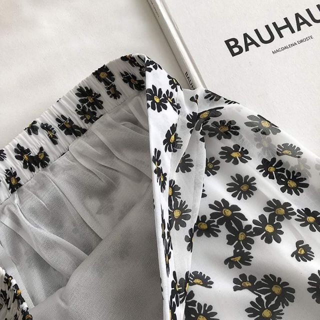 |VIDEO THẬT| - Chân váy dài midi váy chữ A chân váy hoa cúc voan 2 lớp cạp chun lưng phù hợp nhiều form người gầy béo | BigBuy360 - bigbuy360.vn