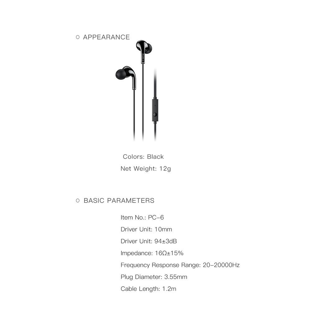 Tai Nghe Nhét Tai Awei Pc-6 Jack 3.5mm Có Micro Tiện Dụng