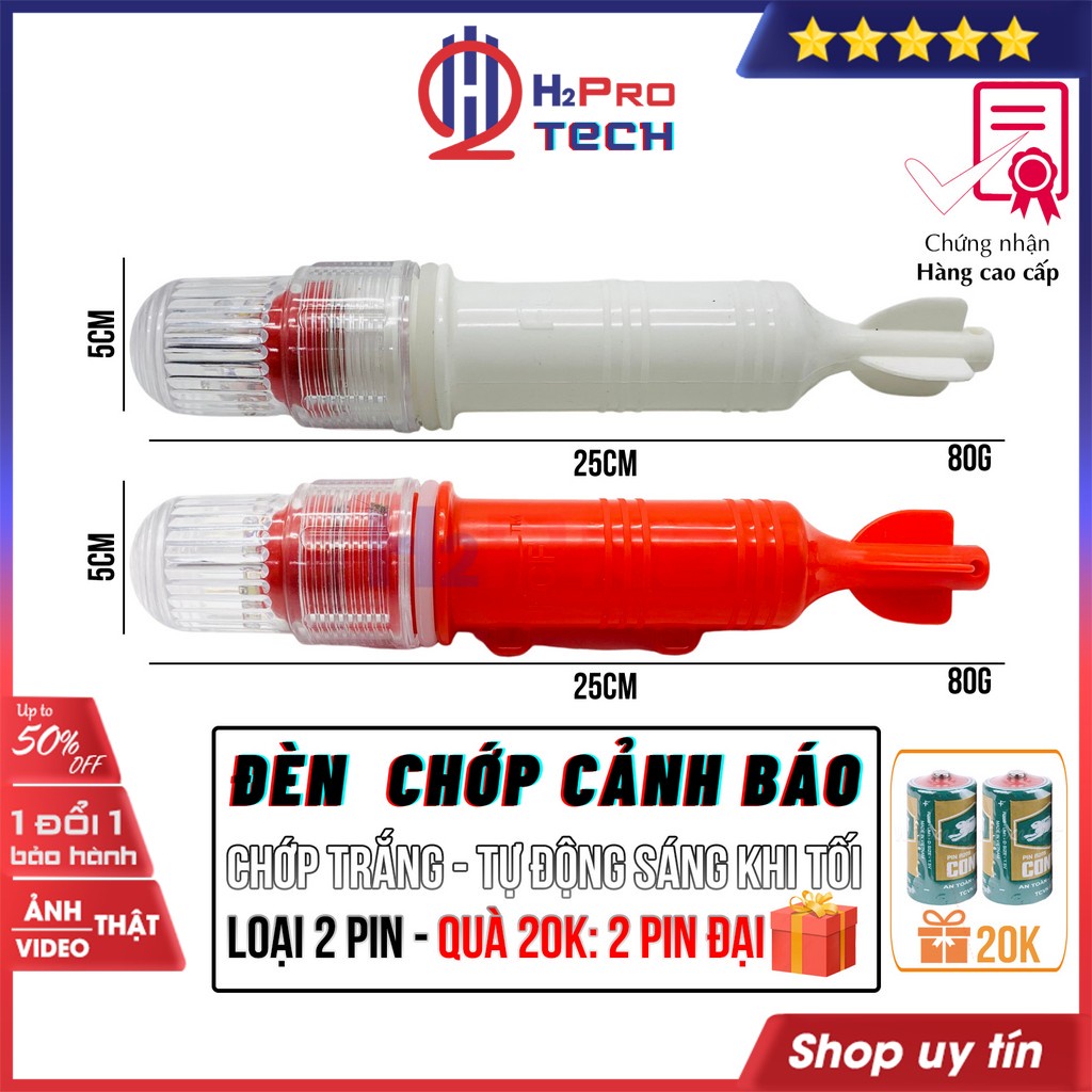 Đèn Chớp Cảnh Báo, Đèn Báo Hiệu Tàu Biển H2pro Chớp Trắng Cao Cấp, Thu Hút Khách Hàng (Tặng Pin Đại)-H2Pro Tech