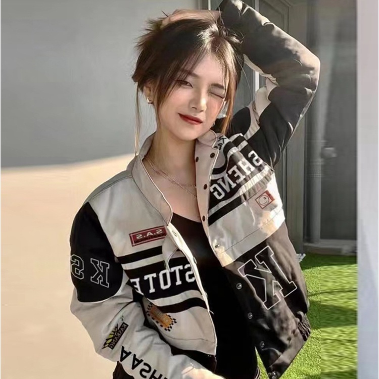 Áo Khoác Bóng Chày Phong Cách Retro Mỹ Cá Tính Cho Cặp Đôi