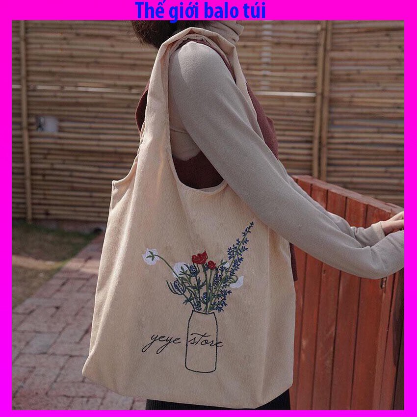 Túi tote vải đa dạng họa tiết liền thân chấ