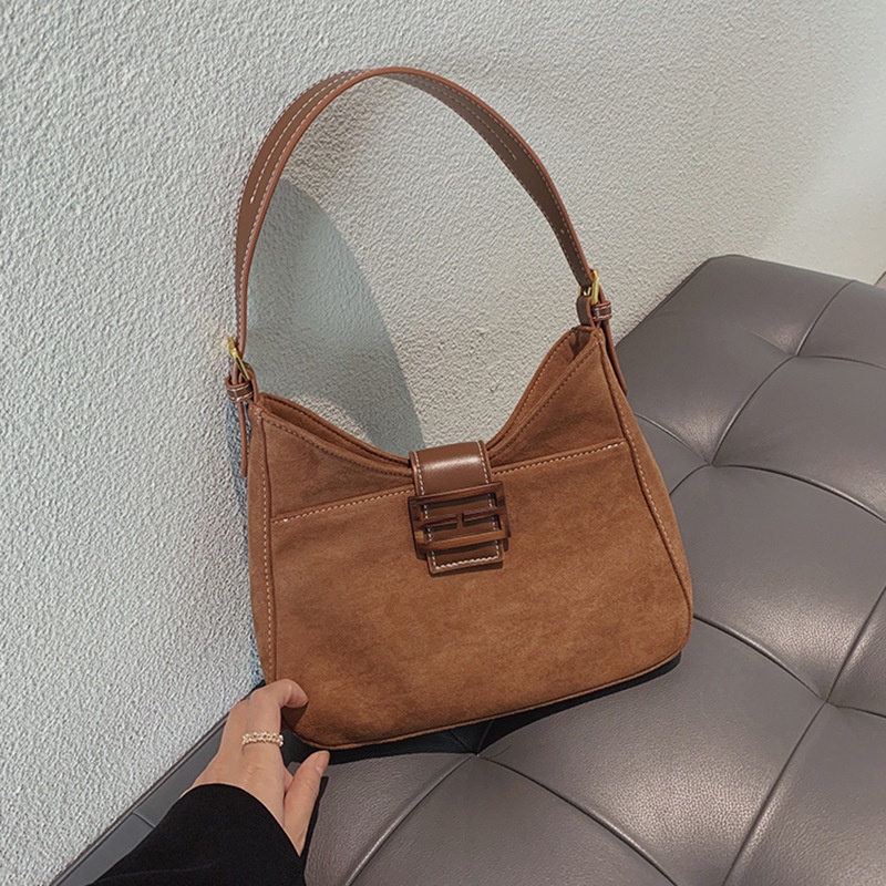 Túi Đeo Vai / Xách Tay Bằng Da Lộn Nhám Phong Cách Retro 2022 Mới Cao Cấp Cho Nữ