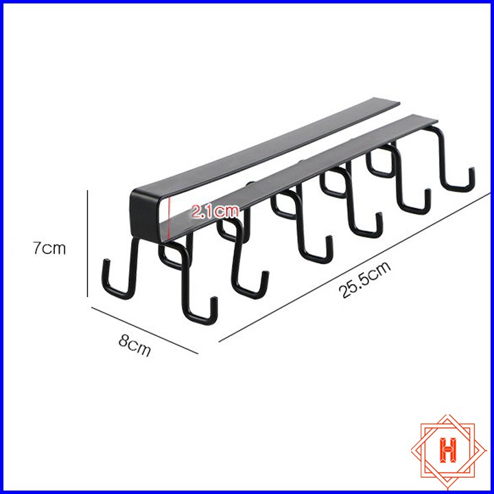 Giá 12 móc treo đồ đa năng,gắn cài kẹp dưới tủ bếp quần áo, kệ bàn, để cốc ly dụng cụ nấu ăn bằng sắt tiện lợi { H }