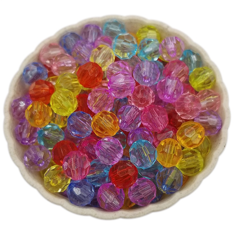 Set 100 Hạt Xỏ Lỗ Tròn 8mm Bằng Acrylic Trong Suốt Nhiều Màu Sắc Dùng Làm Trang Sức DIY