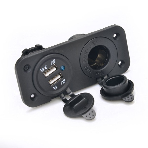 Tẩu Sạc Hai Cổng USB 12V Tích Hợp Bật Lửa Thuốc Lá