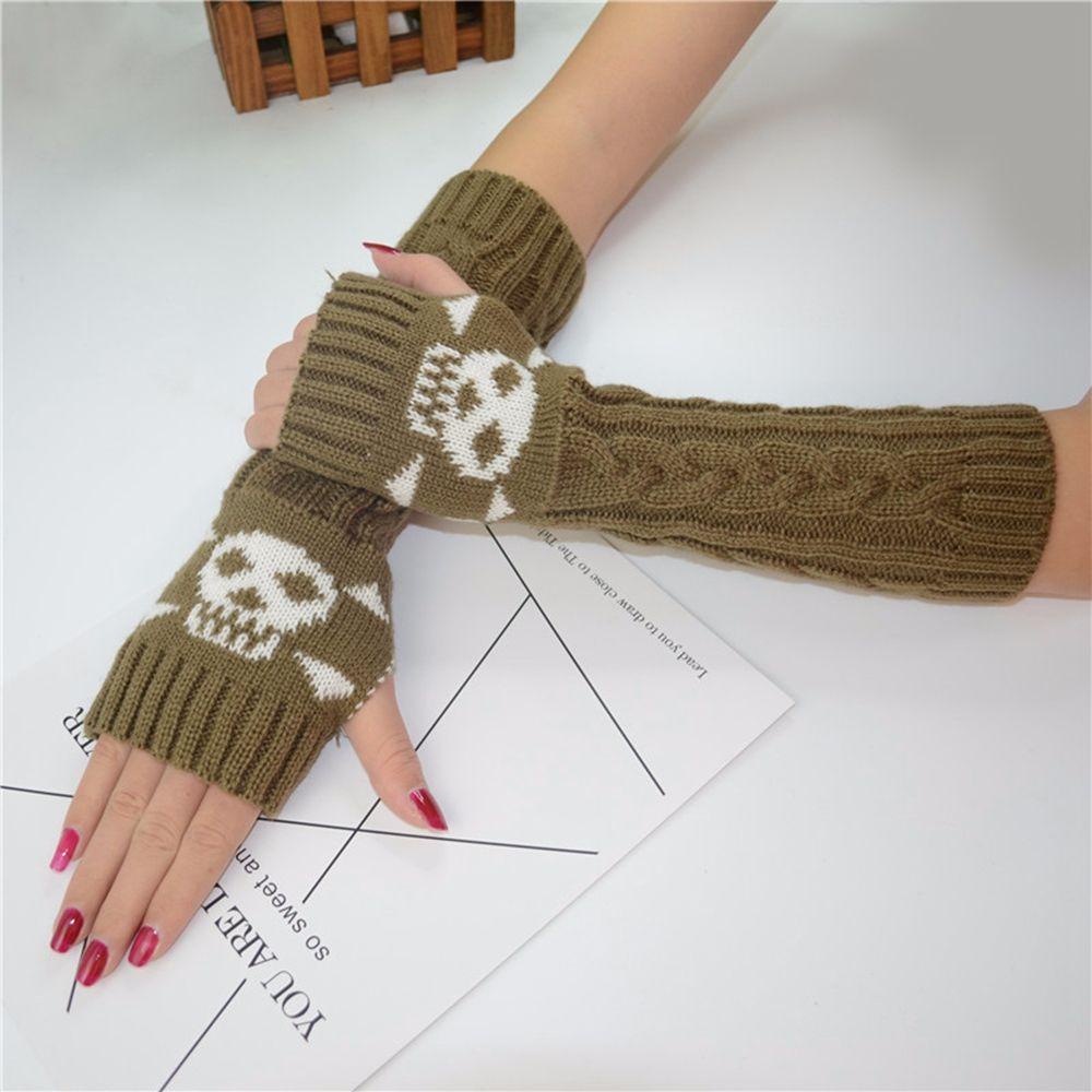 IVORY Găng Tay Giữ Ấm Hở Ngón Hình Bộ Xương Mềm Mại Đáng Yêu Cho Nữ