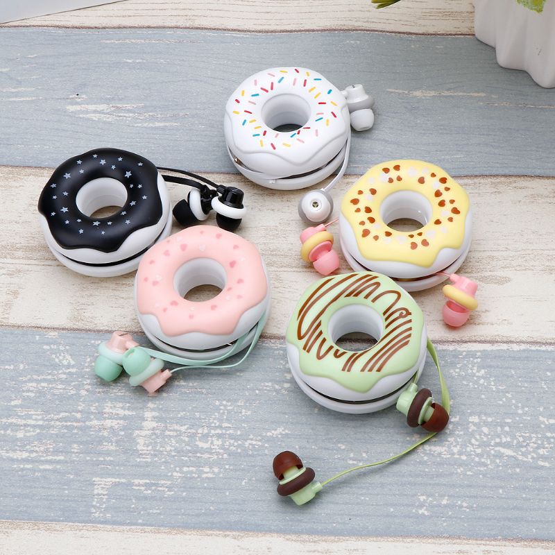 VIVI Cute Donuts Macarons Earphones 3.5mm in-ear Stereo Earbuds Random Delivery