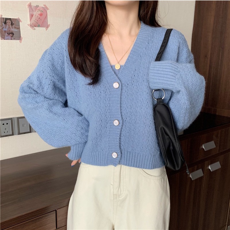Sét áo cardigan khoác ngoài có cúc  và áo 2 dây B02, áo khoác cardigan đan len mềm mại phong cách Hàn Quốc
