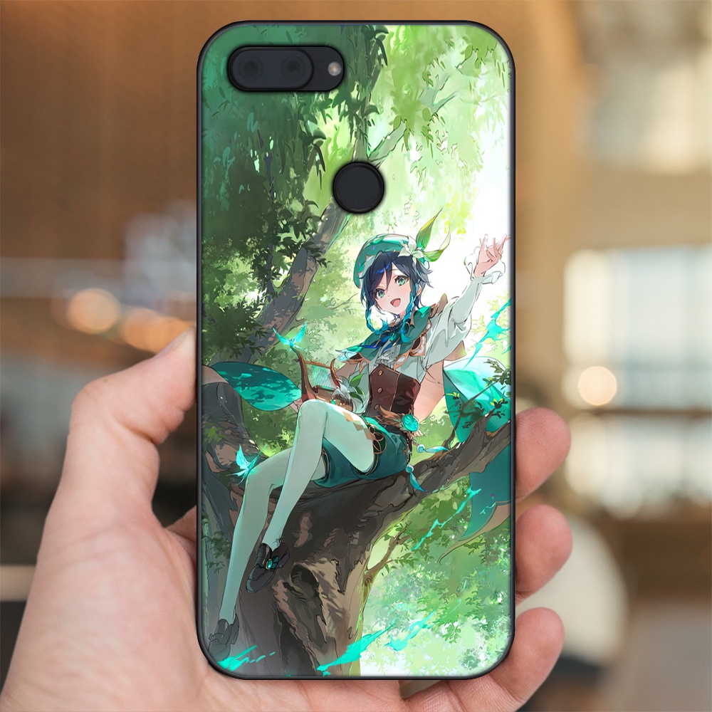 Ốp lưng Xiaomi Mi 8 Lite viền đen in hình Venti Genshin Impact