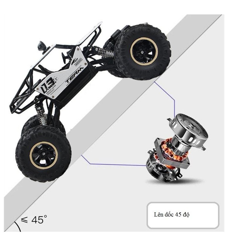 Xe địa hình điều khiển từ xa sóng 2.4G 2 cầu Offroad vỏ ốp hợp kim tỷ lệ 1:16 tặng kèm pin và cáp sạc