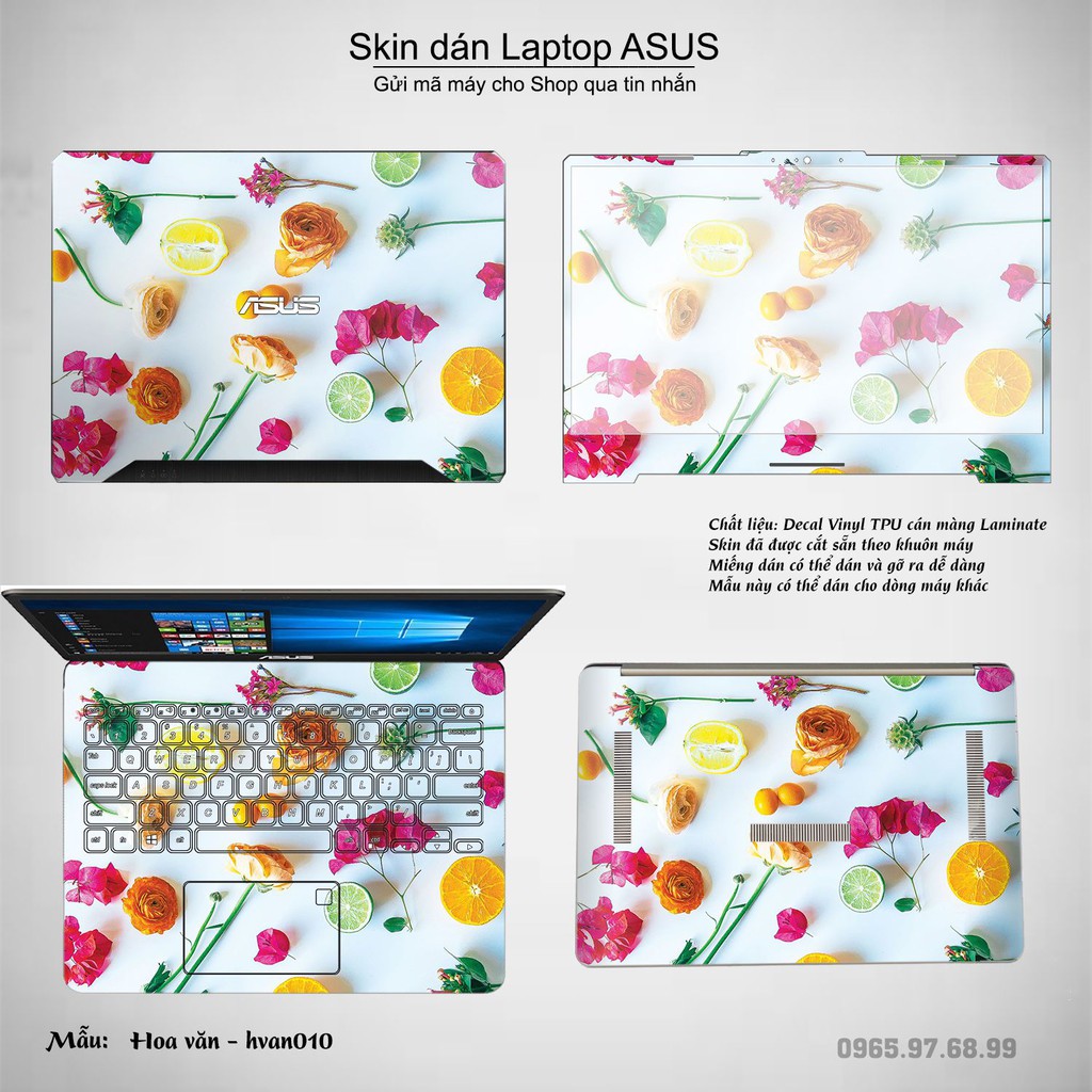 Skin dán Laptop Asus in hình Hoa văn nhiều mẫu 2 (inbox mã máy cho Shop)