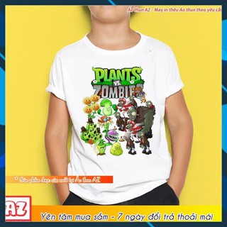 Áo thun Plant vs Zombie trẻ em - 2 màu trắng xanh biển M2713
