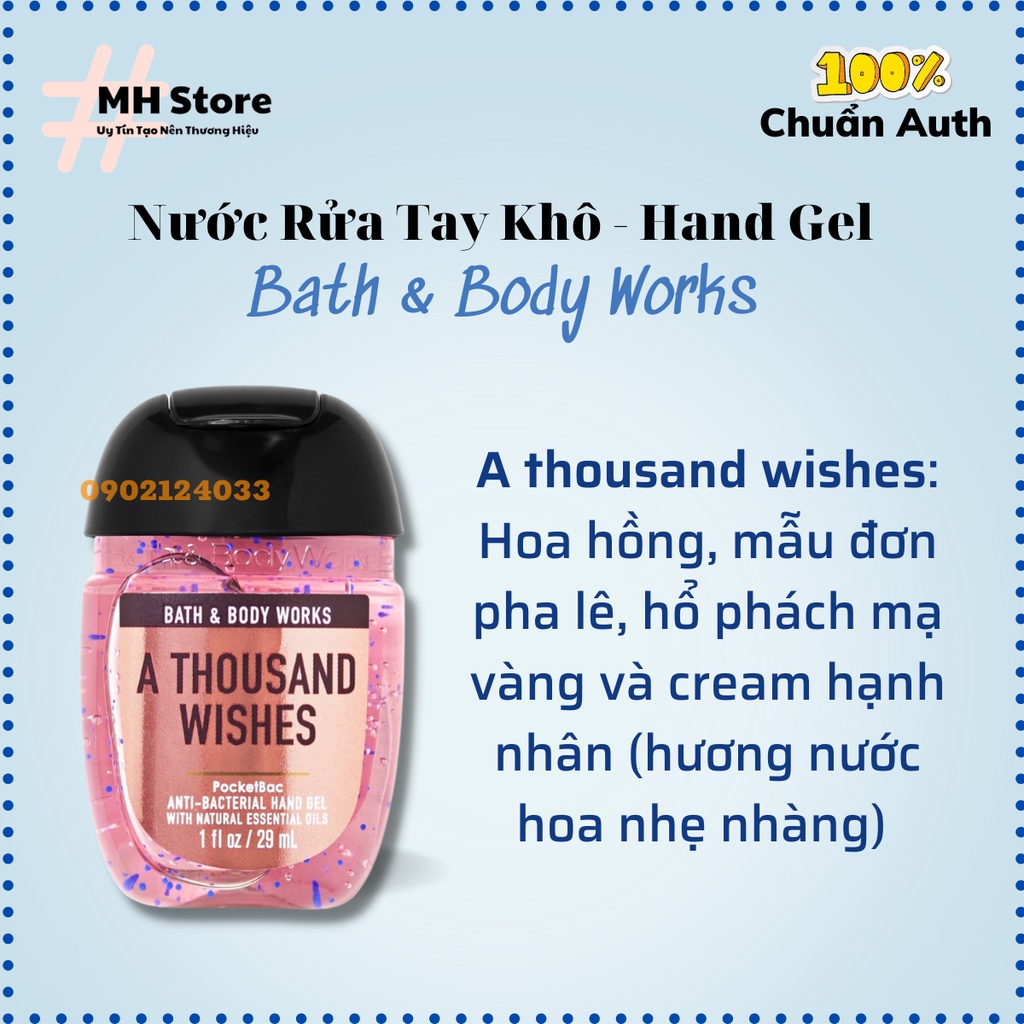 (Mùi Nước Hoa) Nước Rửa Tay Khô Bath & Body Works Dung Tích 29ml (MH Shop)