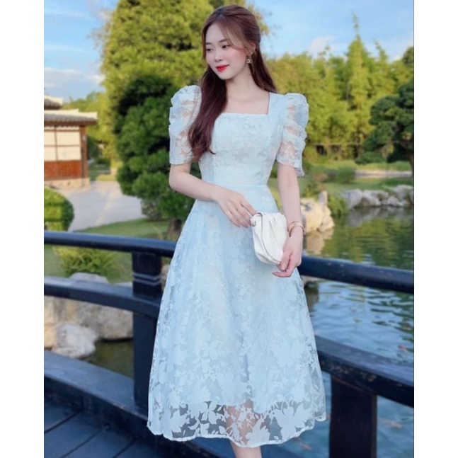 Đầm voan thêu tiểu thư