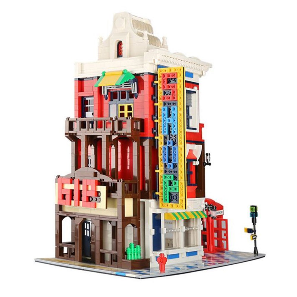 Lắp ghép Mô hình Wange City Architecture Coffee Auto Repair Shop BBQ DIY Small Particle Quán cà phê Cửa hàng sửa chữ