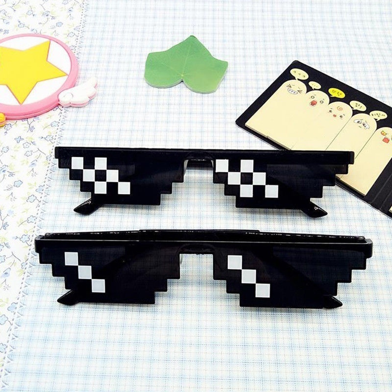 Thug Life Glasses Deal With It Glasses Pixel Women Men Black Mosaic Sunglasses