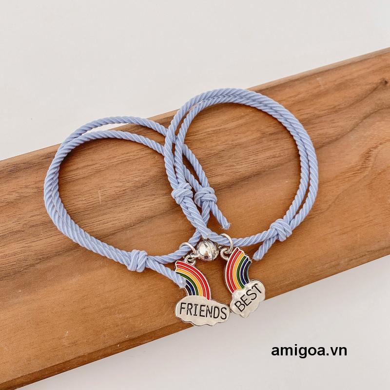 ✨✨Bộ 2 vòng đeo tay co giãn màu cầu vồng cho cặp đôi/bạn thân