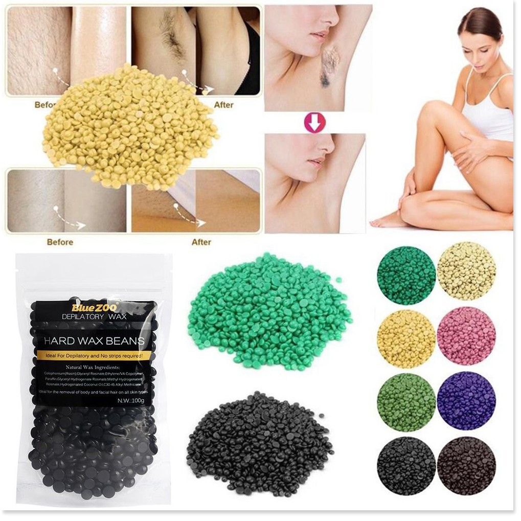 Sáp wax lông TẶNG QUE GẠT Sáp wax lông nóng hạt đậu 100g giúp tẩy tế bào chết cho da, phù hợp với mọi loại da 5868