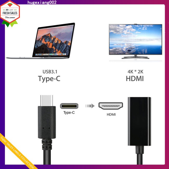 Cáp Chuyển Đổi Usb-C Type-C Sang Hdmi Hdtv Cho Samsung S9 S8 Note 8 Macbook