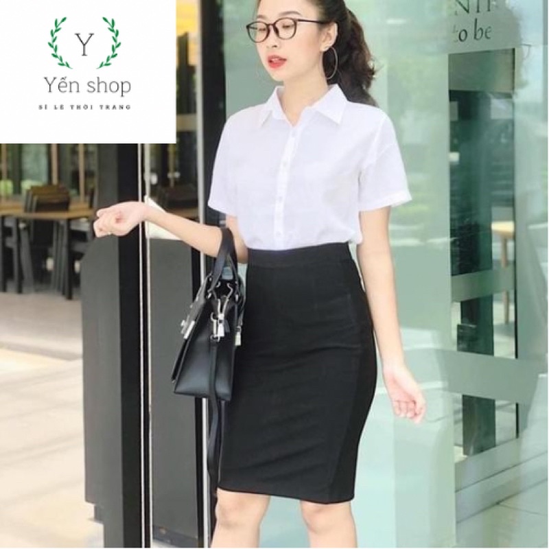 Áo sơ mi trăng cộc tay