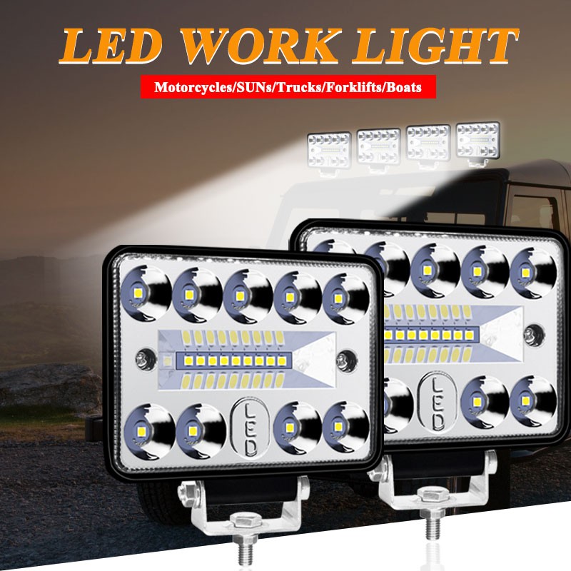 Set 2 bảng đèn LED 12V 24V 54W 3030 18SMD 4x4 cho xe tải / xe đầu kéo / SUV làm việc