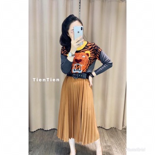 Chân váy nhũ xếp li [QC]