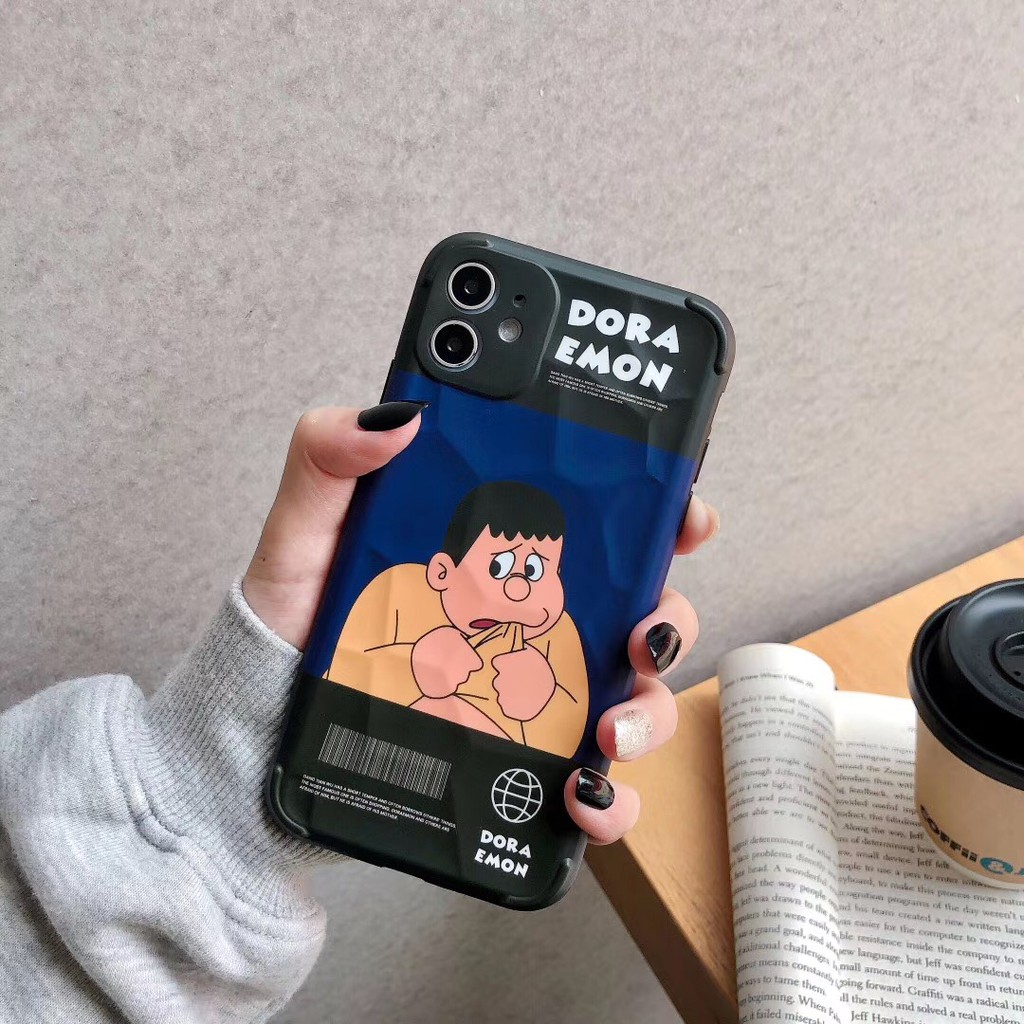 Hợp iphone case 12/12mini/12pro/12pro max/11/11pro/11pro max/xs max/xr/xs/x/8/7/8plus/7plus Doraemon   3D texture Ống kính bảo vệ trọn gói