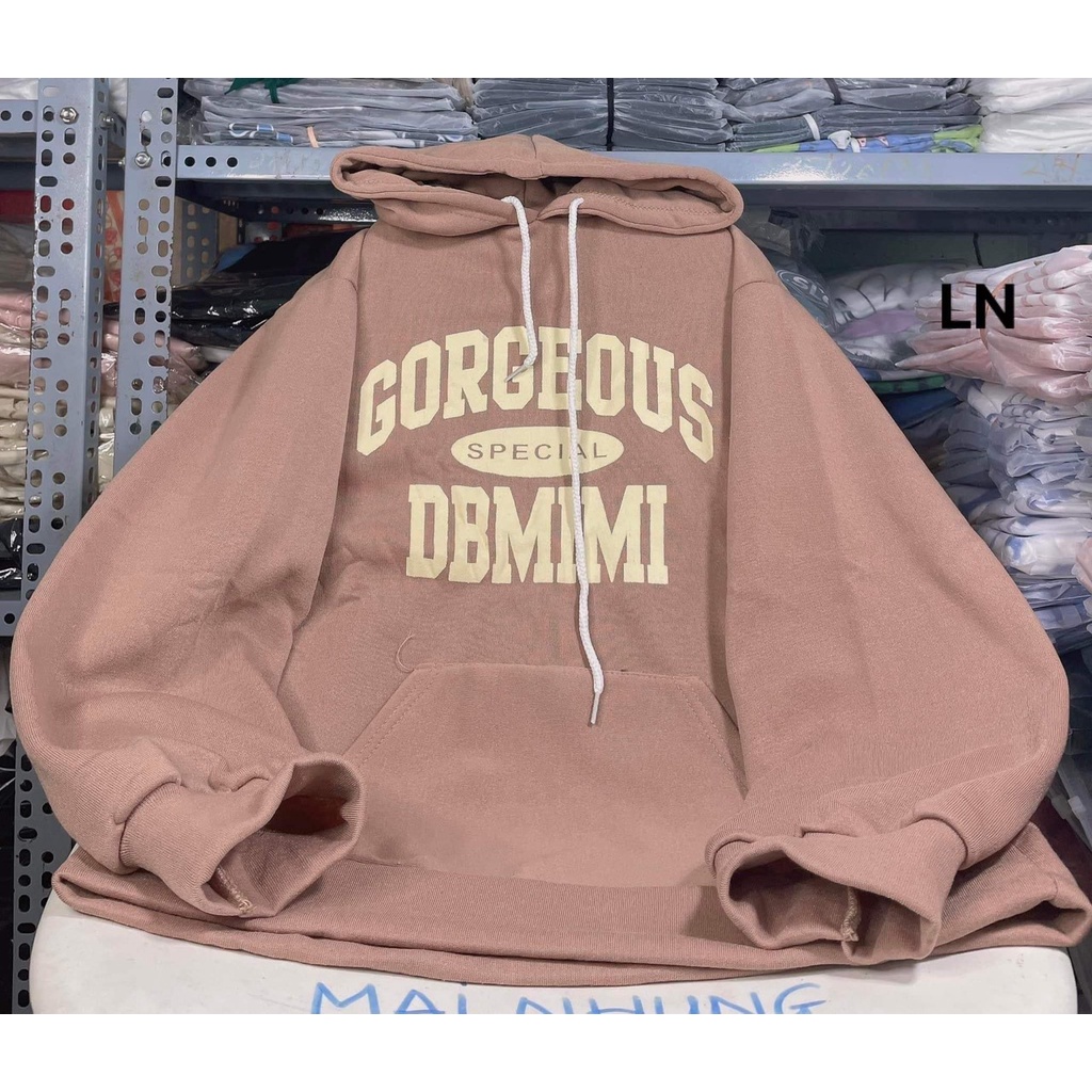 Áo khoác nỉ có mũ in chữ DBMIMI tay bồng (LNP-052)