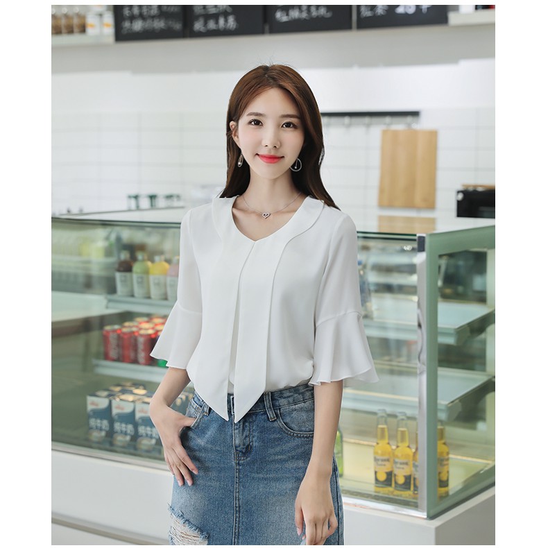 [Mã WARN20 giảm 20k đơn 150k] ÁO so mi nữ kiểu CỔ BÈO BẢN LỚN TAY LỠ LOE - MÃ SSL1220 | BigBuy360 - bigbuy360.vn